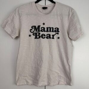 Blank Paige Mama Bear Graphic T-Shirt Tan Slub Cotton SP474 Made in USA Small